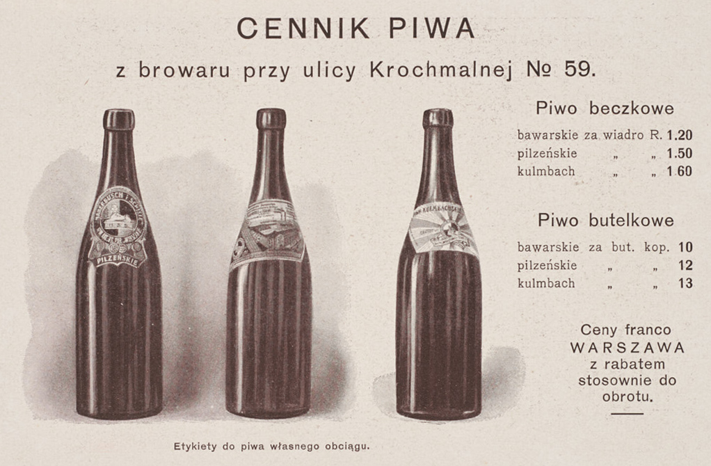 Strona z katalogu Towarzystwa Akcyjnego Browaru Parowego „Haberbusch i Schiele” (1910 r.), źródło: Muzeum Warszawy (MHW 965/S)
